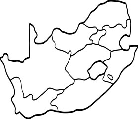 doodle freehand drawing of south africa map.