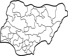doodle freehand drawing of nigeria map.