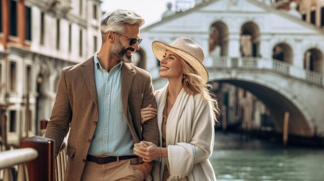 Couple enjoying a day of holiday in Venice