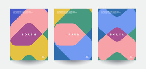 Minimal brochure covers template. Colorful patterns vector design.