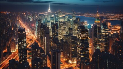 Striking Earth's Urban Night Cityscape - Generative AI