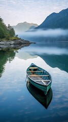Mountain Reflections in Pristine Crystal-Clear Lake - Generative AI