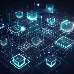 Digital Blockchain Concept Visualization - Generative AI