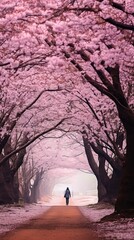 Mystical Sakura Forest Shrouded in Mist - Generative AI
