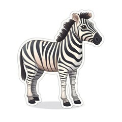 Cartoon sticker of a Zebra over white background. Generative AI illustration