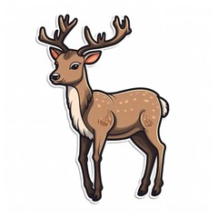 Cartoon sticker of a Deer over white background. Generative AI illustration