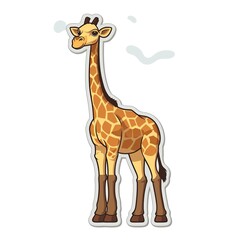 Obraz premium Cartoon sticker of a Giraffe over white background. Generative AI illustration