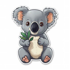 Cartoon sticker of a cute Koala over white background. Generative AI illustration