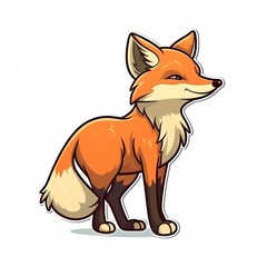 Obraz premium Cartoon sticker of a Red Fox over white background. Generative AI illustration