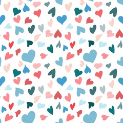 Cute pattern for kids, girls and boys. Creative digital background is made up of hearts, hand-draw. It can be used to create prints, packaging, invitations, simple designs. Holiday packages.