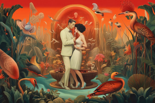 surreal theme illustration of lovers