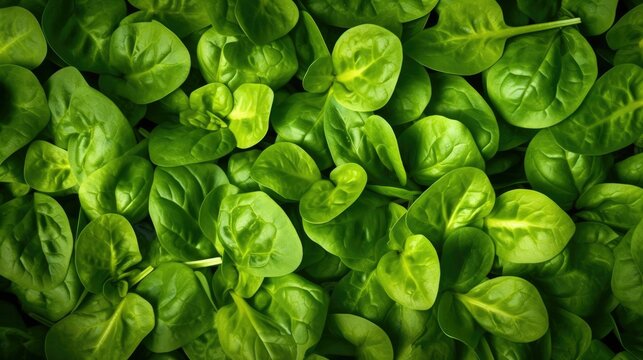 Fresh green baby spinach leaves on natural background