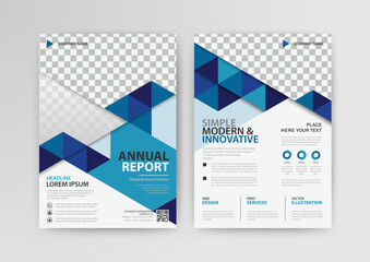 Business abstract vector template for Brochure, AnnualReport, Magazine, Poster, Corporate Presentation, Portfolio, Flyer, Market, infographic with blue color size A4, Front and back.