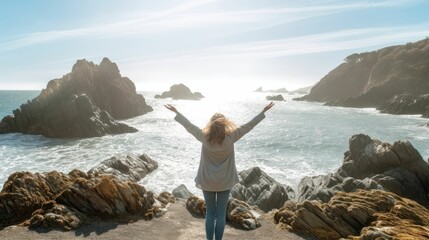 Woman enjoying the wind and breath