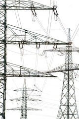 electric pylon for high voltage electricity isolated over transparent background