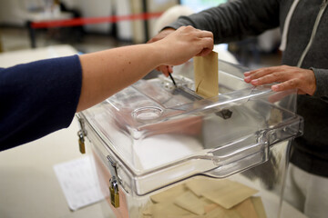 ballot box with ballot papers during elections