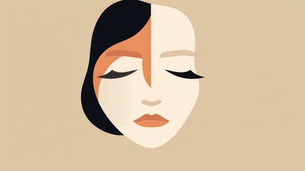 Minimal face illustration in shades of gray