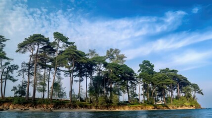 Fototapeta na wymiar Scenic view of trees and sea against the sky