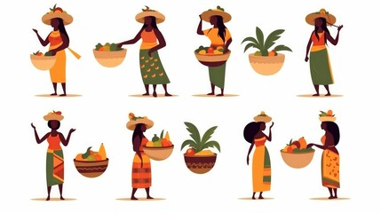 African female farmer with harvest of fruits