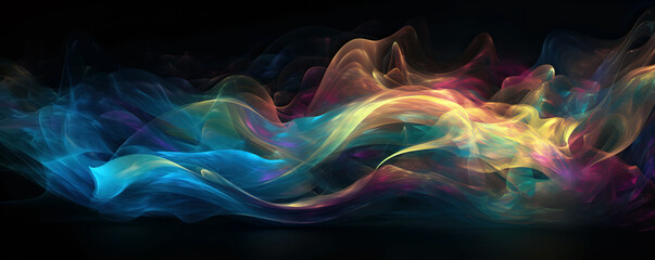 abstract background colorful waves show in darkness