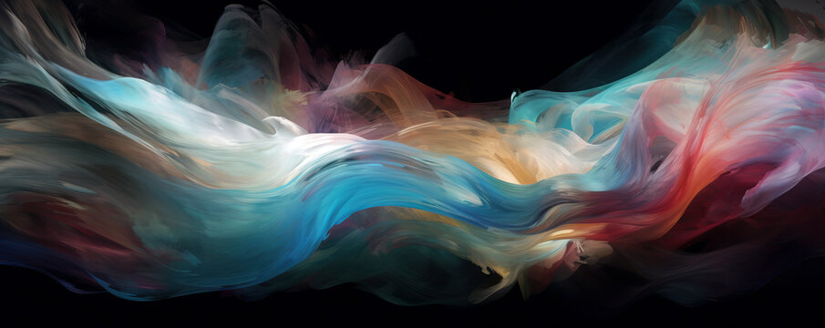 abstract background colorful waves show in darkness