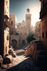 Great City of Jerusalem, City streets, Travel and tourism, Poster