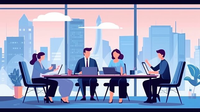 Business People negotiating and discussing at a desk