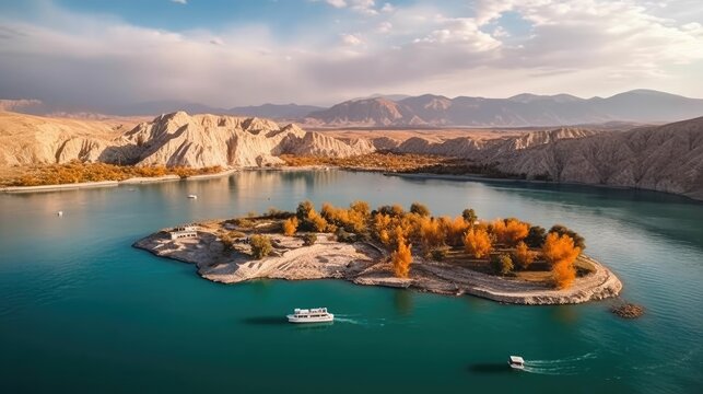 Scenery of Baisha Lake in Kashgar, Xinjiang