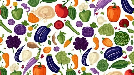 Seamless pattern of colorful vegetables