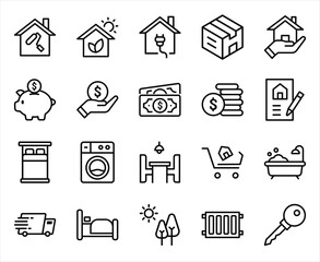 Set of Real Estate Thin Line Icons - EDITABLE STROKE - EPS Vector