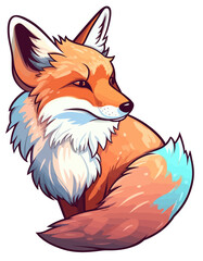 Cute colorful fox illustration sticker vector isolated animal