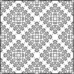 Geometric pattern of lines.  Black and white pattern for web page, textures, card, poster, fabric, textile.