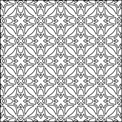 Geometric pattern of lines.  Black and white pattern for web page, textures, card, poster, fabric, textile.