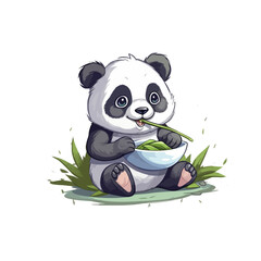 cute chinese baby panda eat bamboo type 2