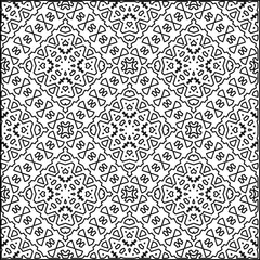 Geometric pattern of lines.  Black and white pattern for web page, textures, card, poster, fabric, textile.