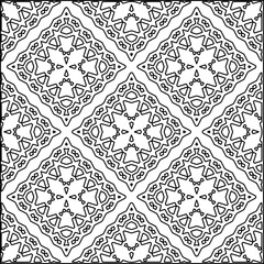 Geometric pattern of lines.  Black and white pattern for web page, textures, card, poster, fabric, textile.