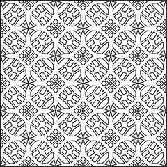 Geometric pattern of lines.  Black and white pattern for web page, textures, card, poster, fabric, textile.
