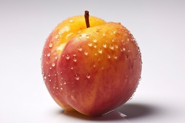 Peach with droplet of water, fresh fruit (Ai generated)