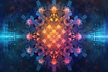 Abstract Epic Fractal Metatrons_Cube Background with Glowing Aura, Generative AI