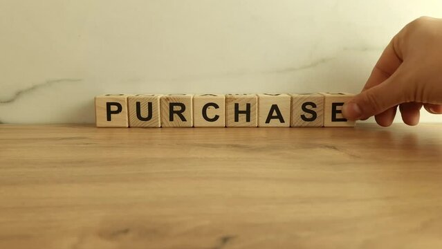 Word purchase made of wooden blocks. Business concept