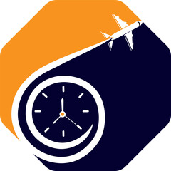 Travel Time logo designs concept vector, Plane and Timer logo symbol icon template