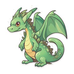 Fototapeta premium Green wood dragon, generative ai illustration