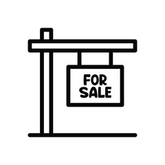 For Sale Sign Thin line icon - Real Estate - EDITABLE STROKE - EPS Vector