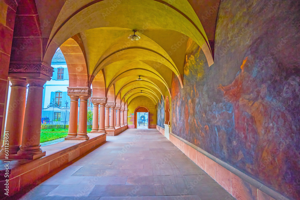 Poster Explore murals in the cloister of State Archives Basel-stadt, Basel, Switzerland