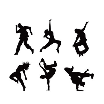 break dance silhouette design. street dancer sign and symbol.