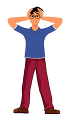 Clipart illustration of a frustrated man on a transparent background png