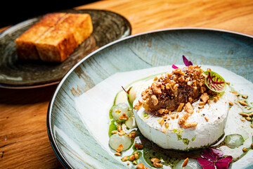 camember cheese with berry sauce