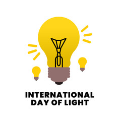International Day Of Light with Light Bulb Vector Illustration 