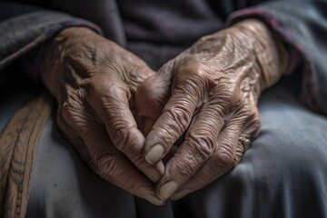 Fototapeta premium illustration, hands of an old woman,generative ai