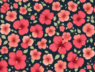 Türaufkleber Hibiscus flowers Patterns © chep